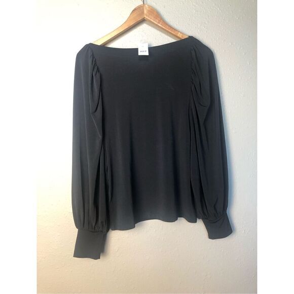New Ann Taylor Top Womens  Black Puffed Long Sleeves Round  size S - Picture 2 of 12